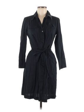 Banana Republic Black Long-Sleeve Shirt Dress with Tie Waist